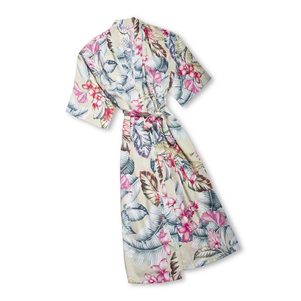 Lilac + London NEW Print Kimono Wrapper Robe Retro Botanical Women’s Plus 3X - Picture 15 of 15
